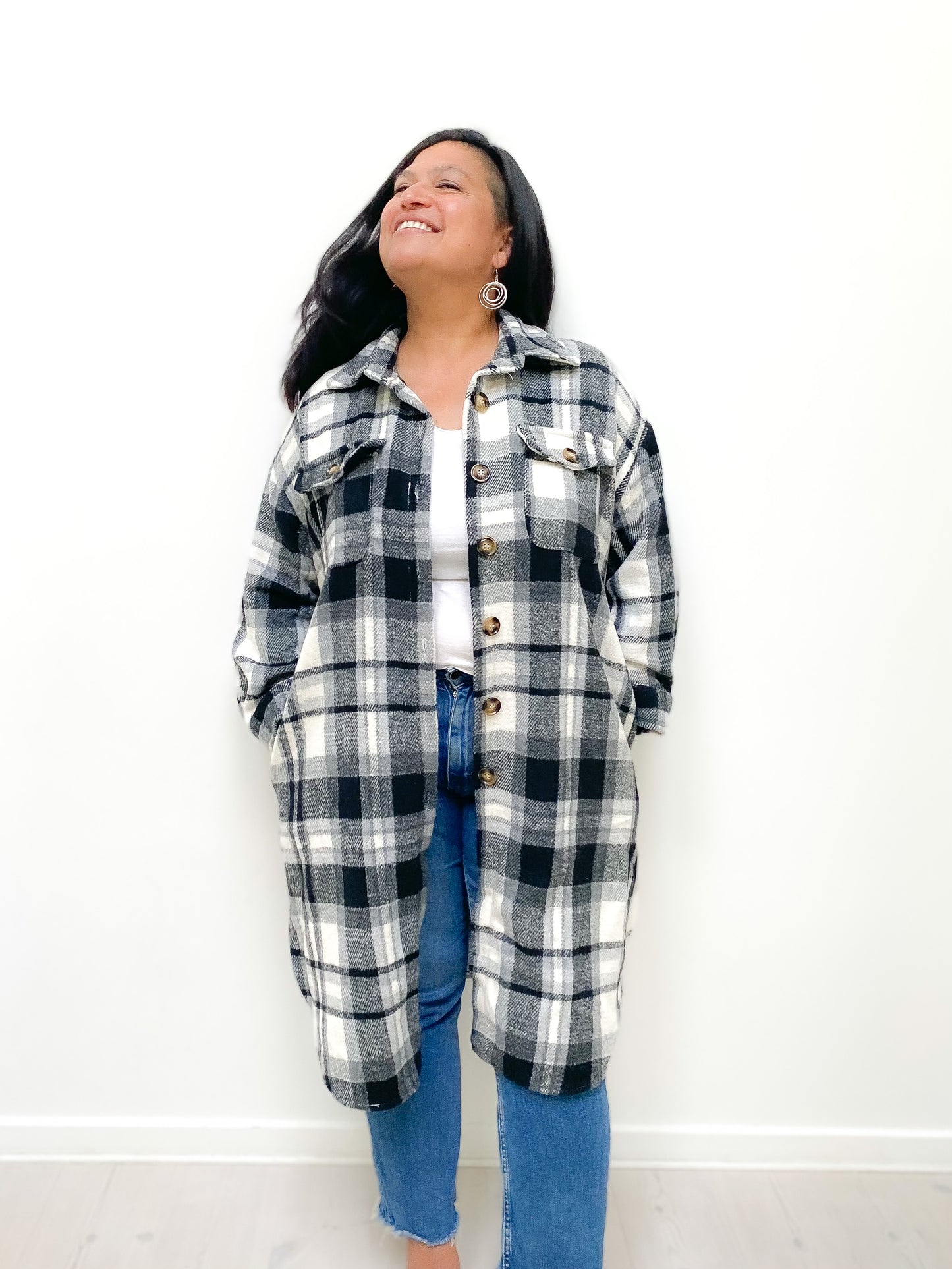 Flannel Shacket - Black & White
