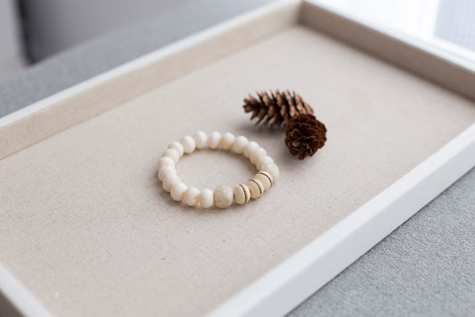 White Mala Bone Bead & Marble Bracelet