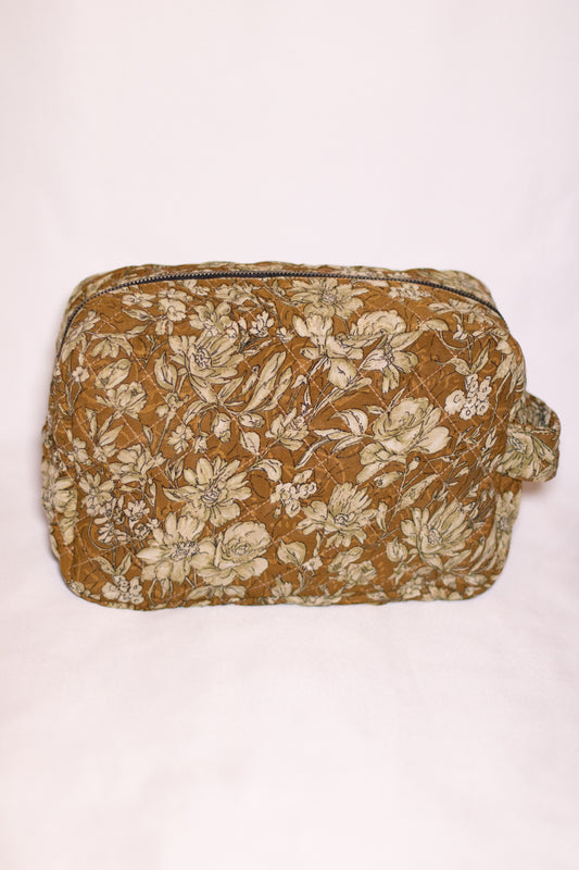 DIMAICHA Upcycled Silk Sari Travel Pouch – Brown