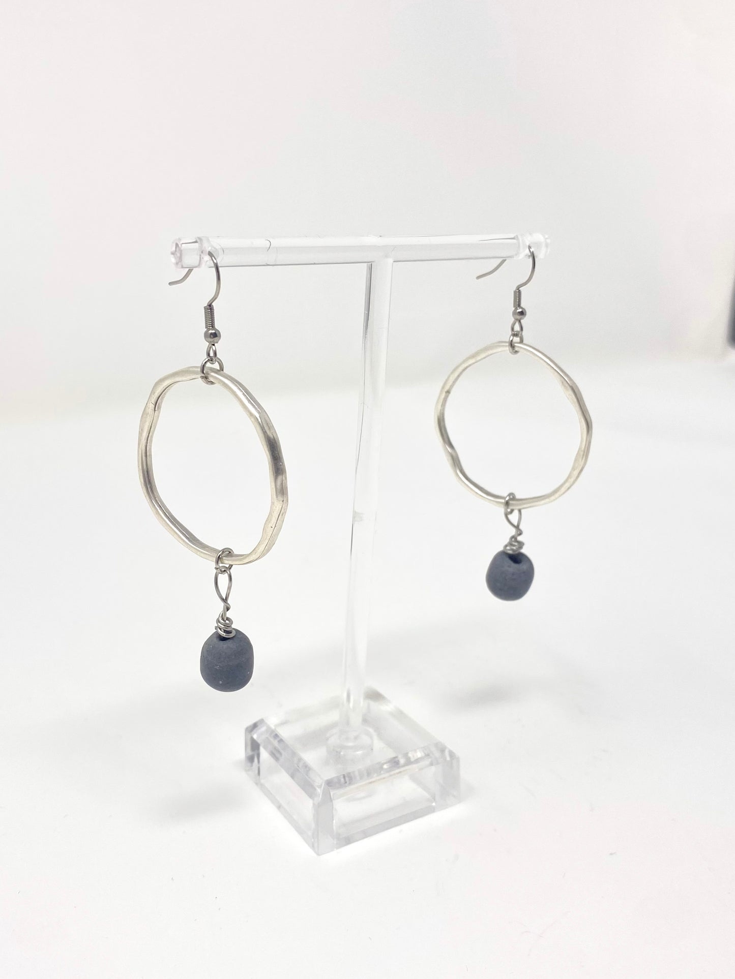 GREYtful Glass Bead Hoop Earrings